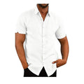 Men's Shirt With Solid Color Lapel And Short Sleeves