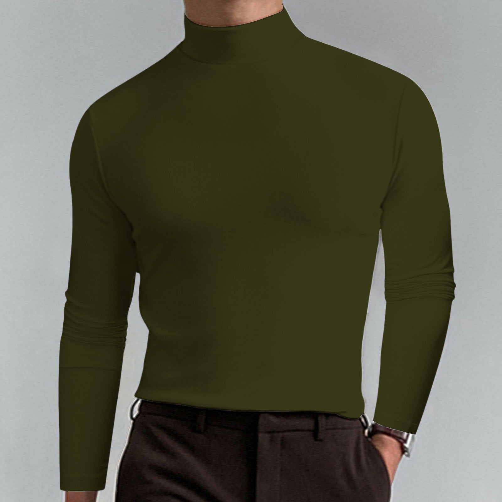 👕 60% OFF NOW! 🔥 Men's High Neck Slim Fit T-Shirt - Stretchy & Breathable for Gym or Casual, Modern Style & Comfort 🏃‍♂️📦