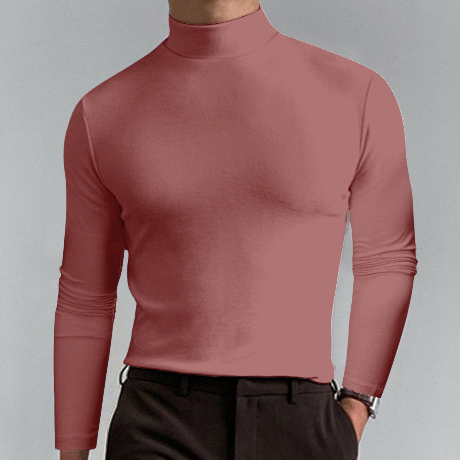 👕 60% OFF NOW! 🔥 Men's High Neck Slim Fit T-Shirt - Stretchy & Breathable for Gym or Casual, Modern Style & Comfort 🏃‍♂️📦