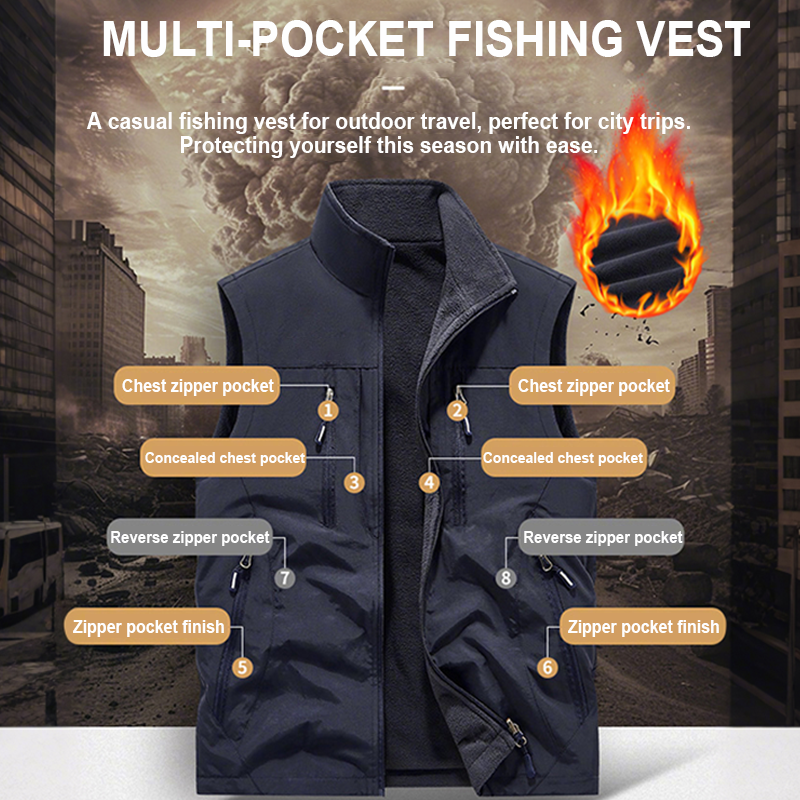 Men's Oversized Sleeveless Vest Jacket with Pockets