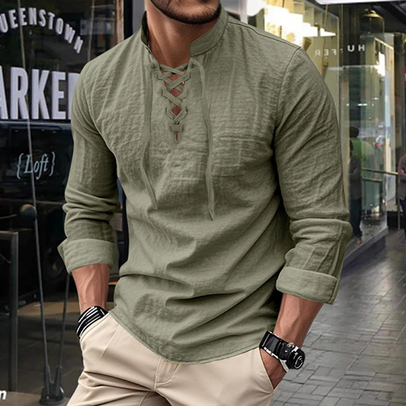 ⏳Time-Limited Special⏰Plain Linen-Cotton Blend Shirt for Men – Breathable & Lightweight, Relaxed Fit & Versatile Style 🌿