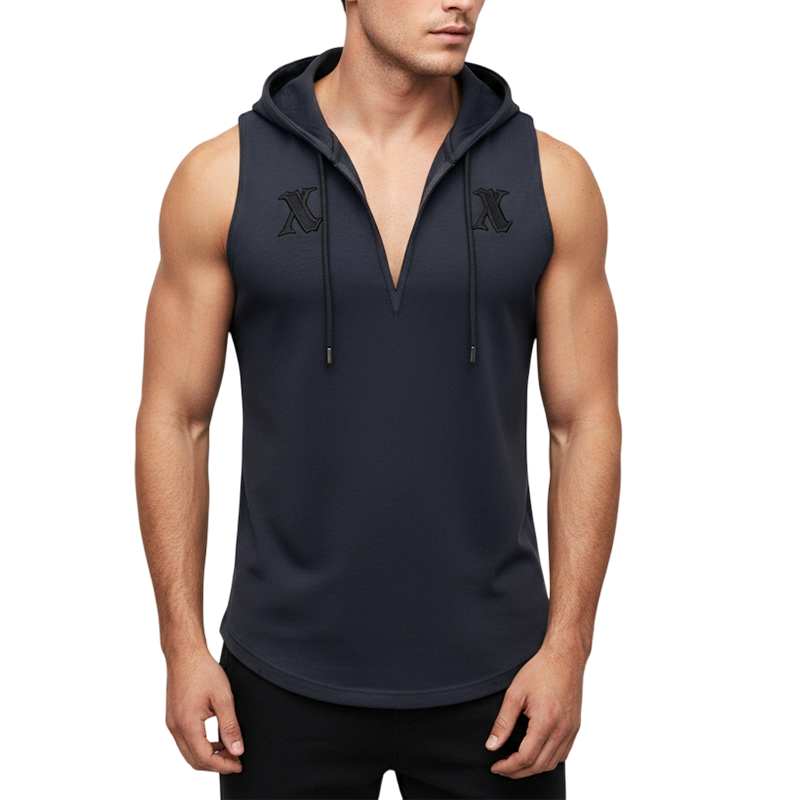 🏋️‍♂️ 50% OFF NOW! 💪 Men's Sleeveless Workout Hoodie Tank – V-Neck & Integrated Hood 🔥