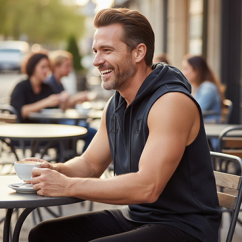 🏋️‍♂️ 50% OFF NOW! 💪 Men's Sleeveless Workout Hoodie Tank – V-Neck & Integrated Hood 🔥