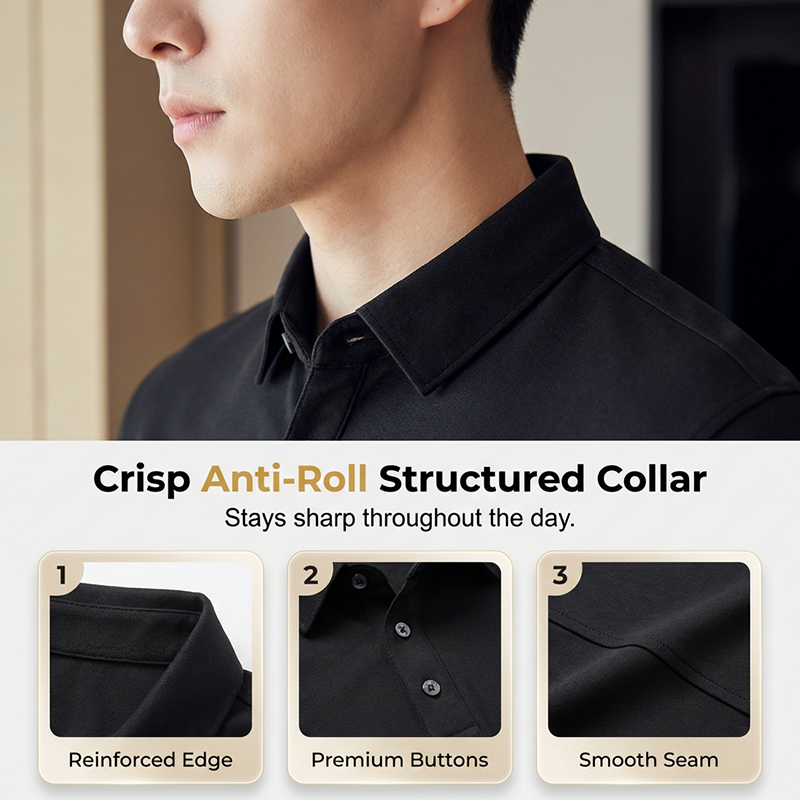 Men’s Cooling Solid Color Business Casual Short-Sleeve Shirt