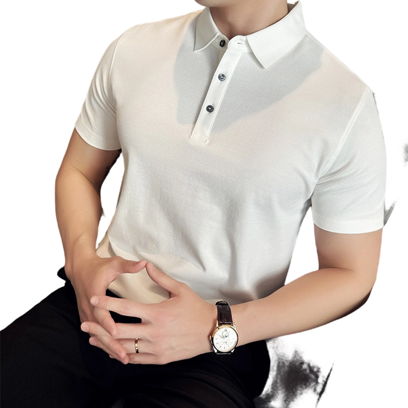 Men’s Cooling Solid Color Business Casual Short-Sleeve Shirt