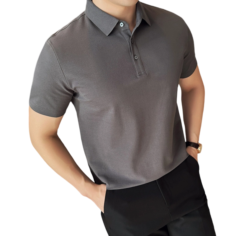 Men’s Cooling Solid Color Business Casual Short-Sleeve Shirt
