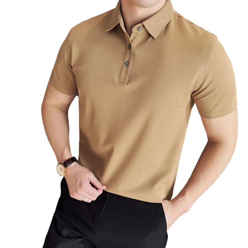 Men’s Cooling Solid Color Business Casual Short-Sleeve Shirt
