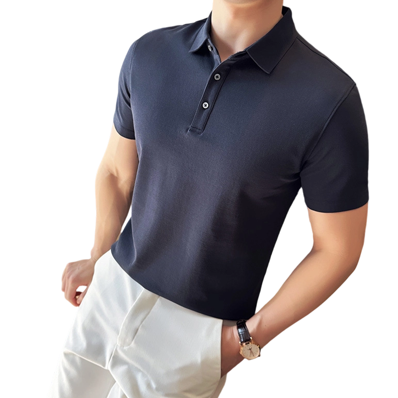 Men’s Cooling Solid Color Business Casual Short-Sleeve Shirt