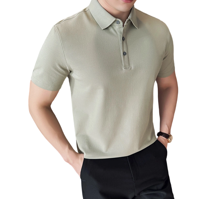 Men’s Cooling Solid Color Business Casual Short-Sleeve Shirt