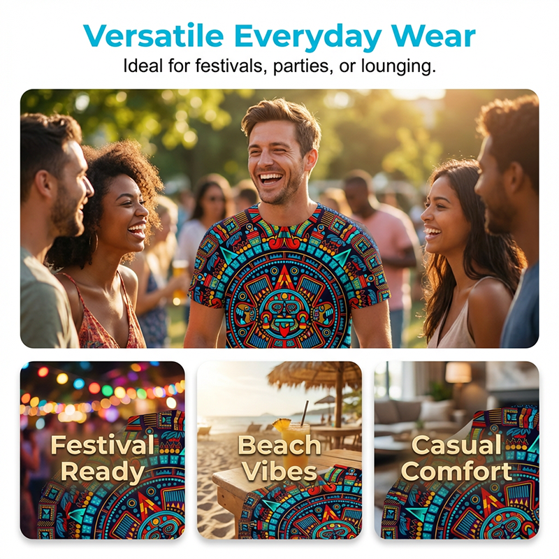 Vintage Tribal Art Short Sleeve Tee for Men
