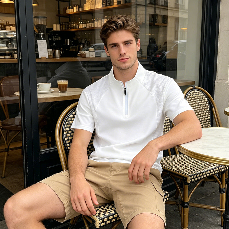 Men's Quick-Dry Half-Zip Athletic T-Shirt