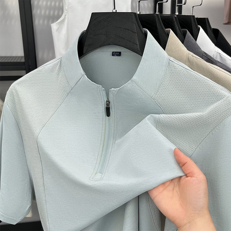 Men's Quick-Dry Half-Zip Athletic T-Shirt