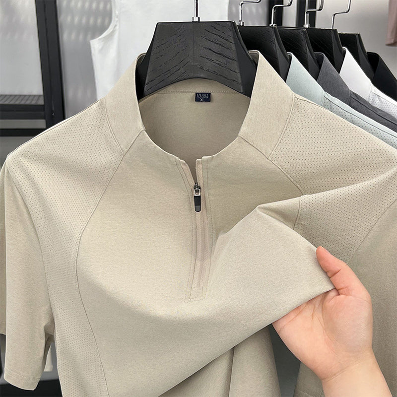 Men's Quick-Dry Half-Zip Athletic T-Shirt