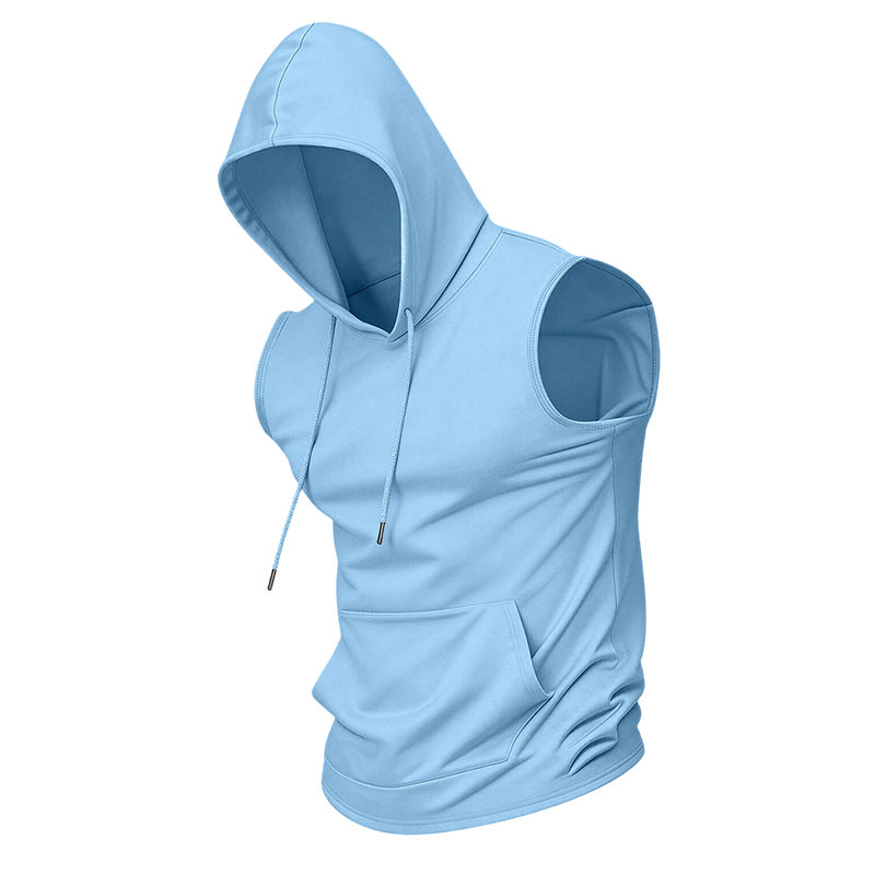 Men's Sleeveless Workout Hoodie with Pocket