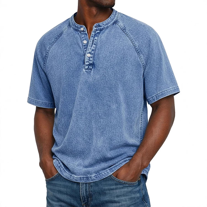 🔥New arrivals now on sale-Men's Casual Band Collar Short Sleeve Shirt