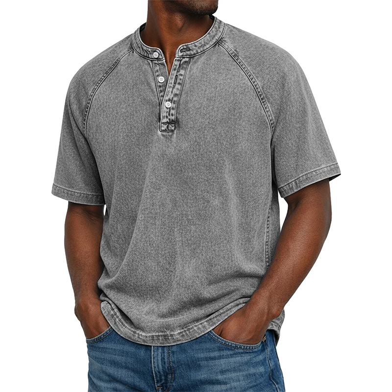 🔥New arrivals now on sale-Men's Casual Band Collar Short Sleeve Shirt