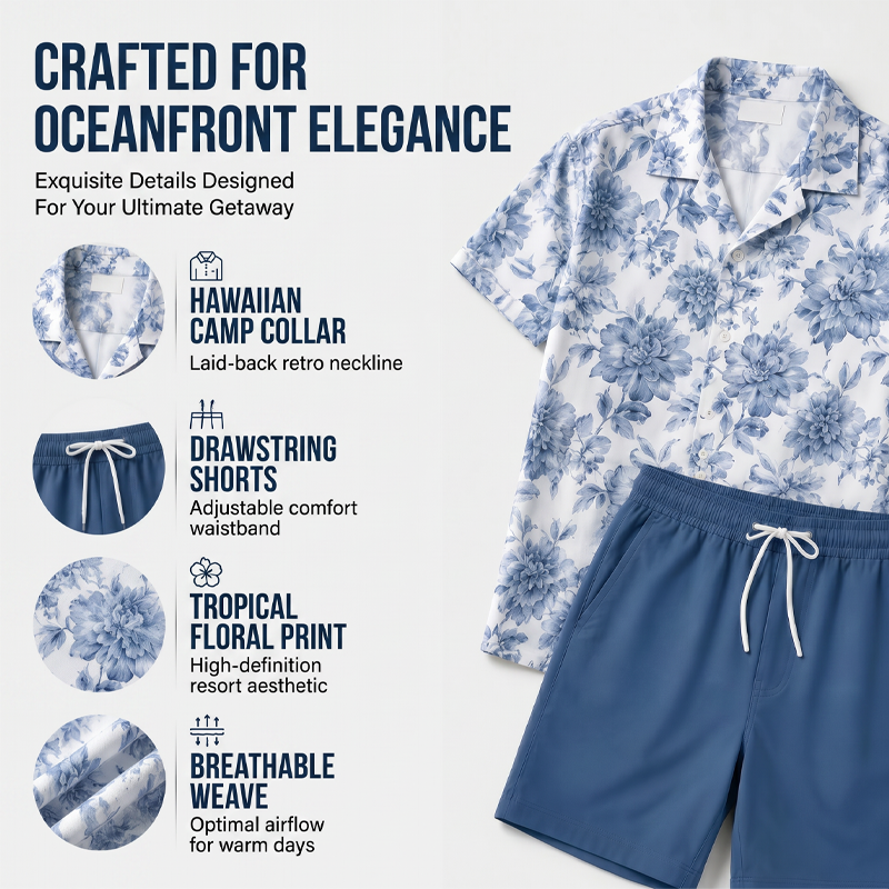 Men's Tropical Floral Shirt & Shorts Set