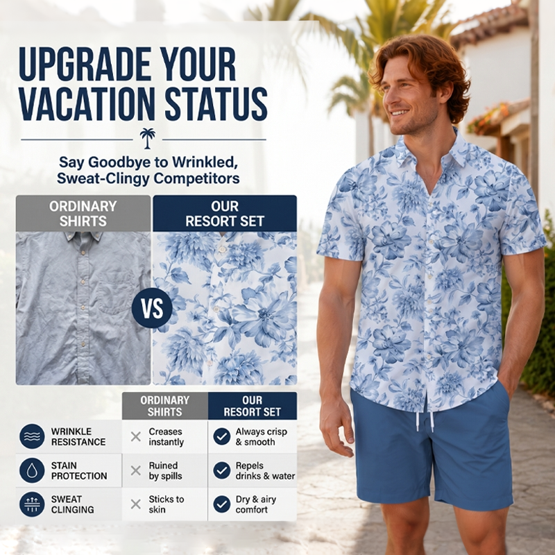 Men's Tropical Floral Shirt & Shorts Set