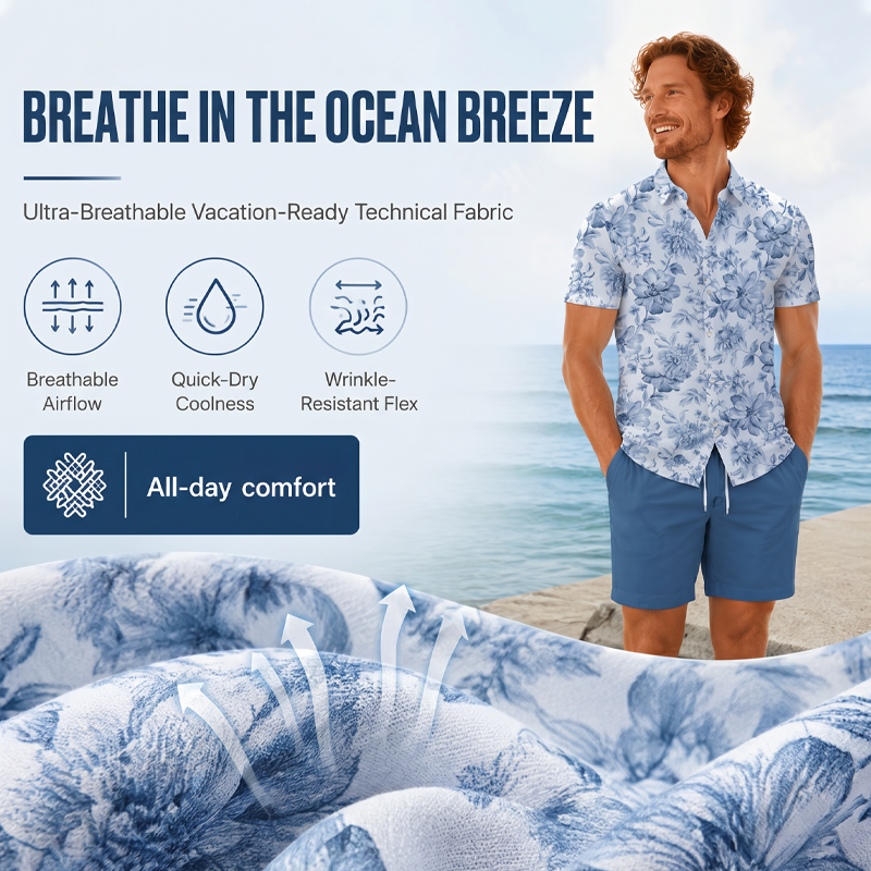 Men's Tropical Floral Shirt & Shorts Set