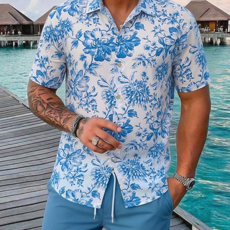 Men's Tropical Floral Shirt & Shorts Set