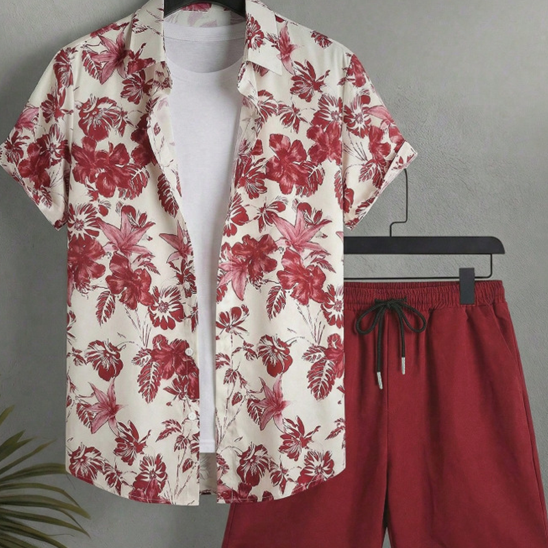 Men's Tropical Floral Shirt & Shorts Set