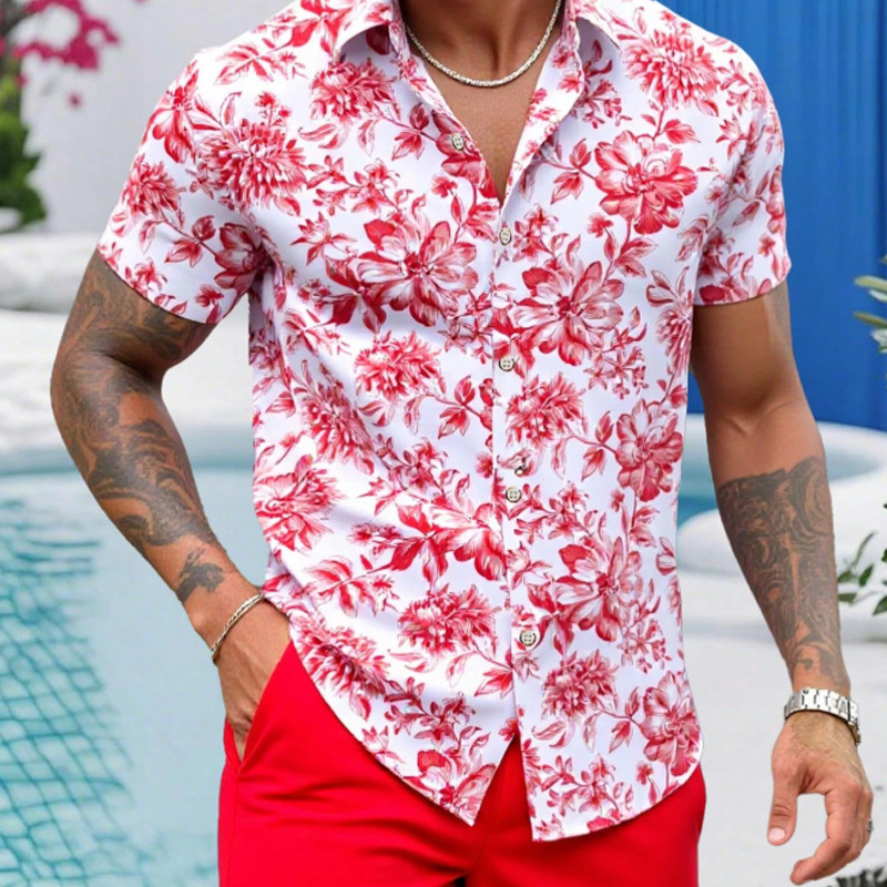 Men's Tropical Floral Shirt & Shorts Set