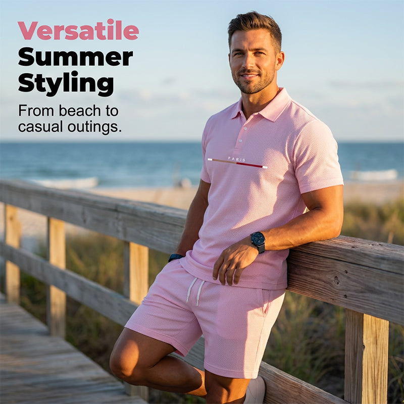 👕 2-teiliges Polo-Shirt & Shorts-Set für Herren – atmungsaktiv, bequem, vielseitig – perfekt für Sport, Alltag & entspannte Stunden unterwegs ☀️