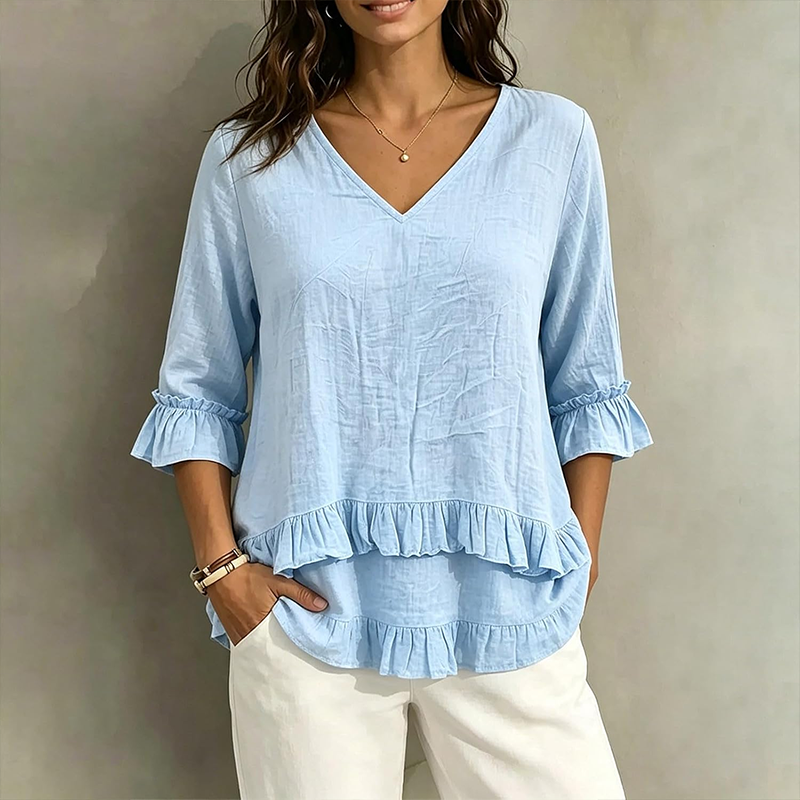 Women's Elegant Ruffle V-Neck Summer Top
