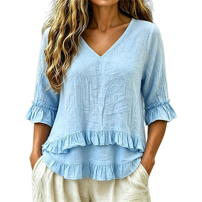 Women's Elegant Ruffle V-Neck Summer Top