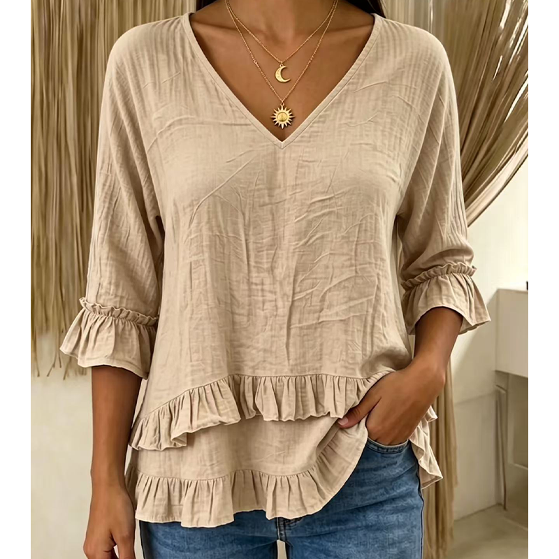 Women's Elegant Ruffle V-Neck Summer Top