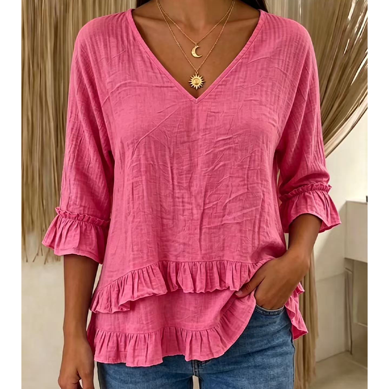 Women's Elegant Ruffle V-Neck Summer Top