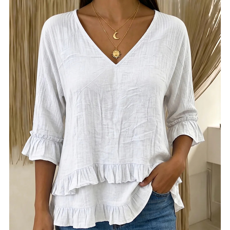 Women's Elegant Ruffle V-Neck Summer Top