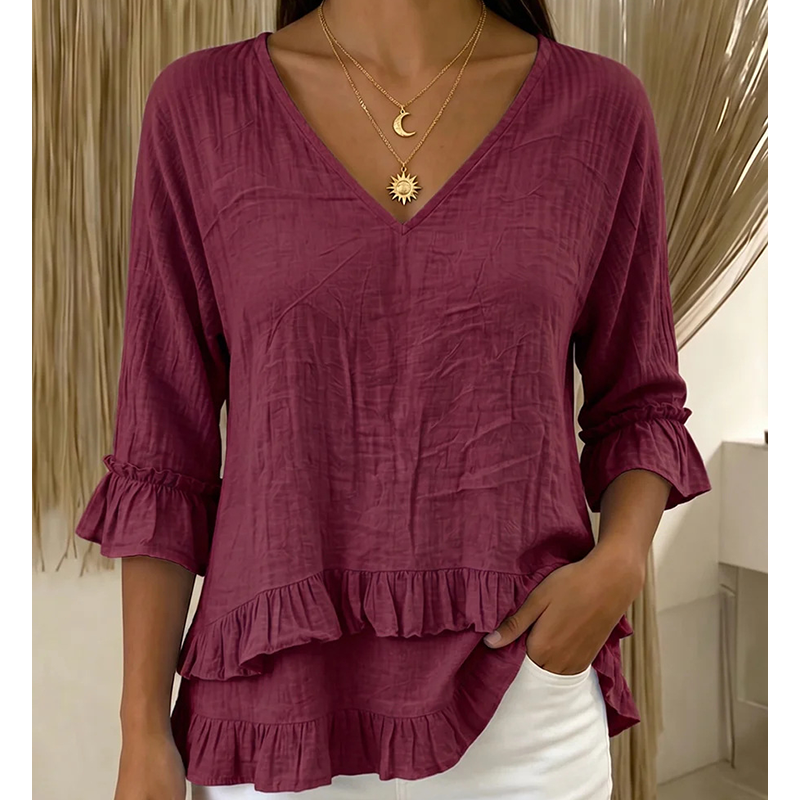 Women's Elegant Ruffle V-Neck Summer Top