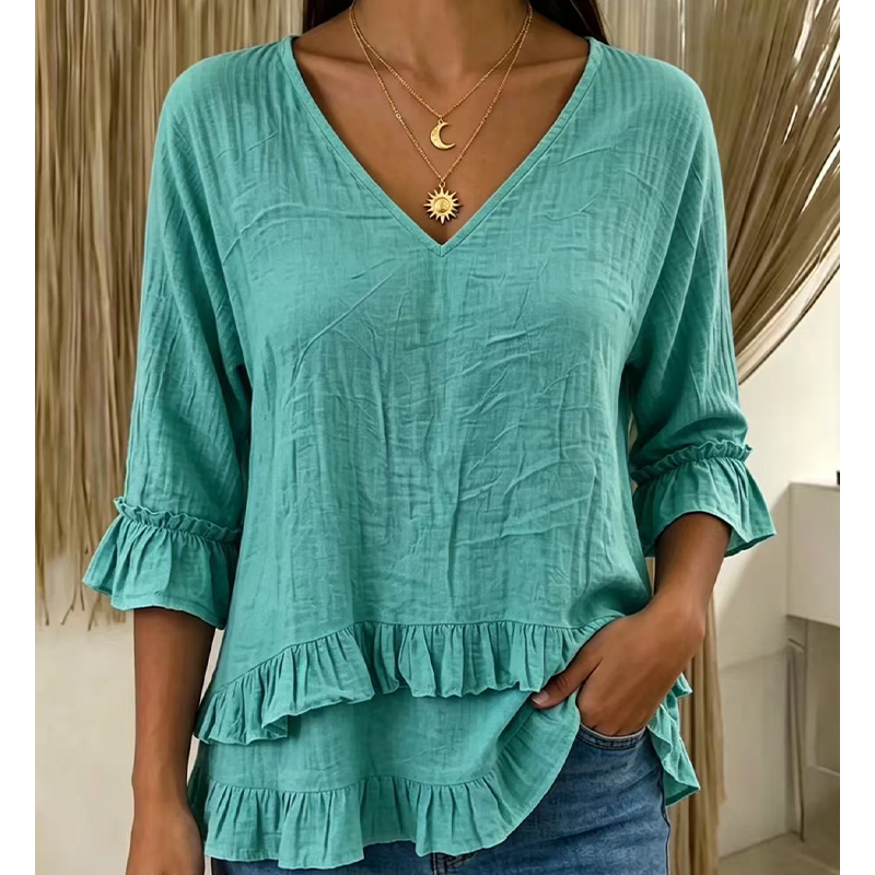 Women's Elegant Ruffle V-Neck Summer Top