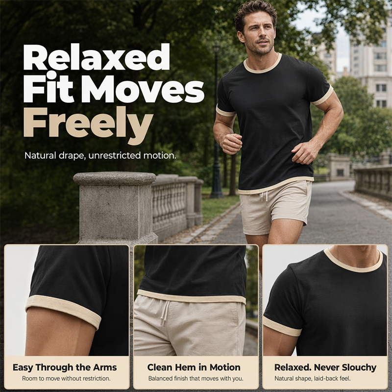 Men's Contrast Trim Crew Neck Tee