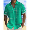 👔 📐Men’s Geometric Print Relaxed‑Fit Button‑Down Shirt