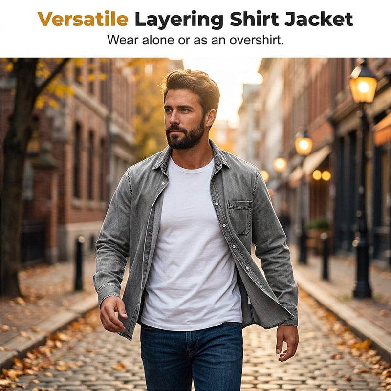 ⏰Last Day Sale 50% Off 🎁 Men's Retro Washed Denim Shirt