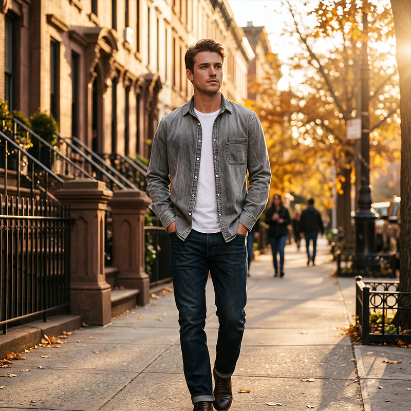 ⏰Last Day Sale 50% Off 🎁 Men's Retro Washed Denim Shirt