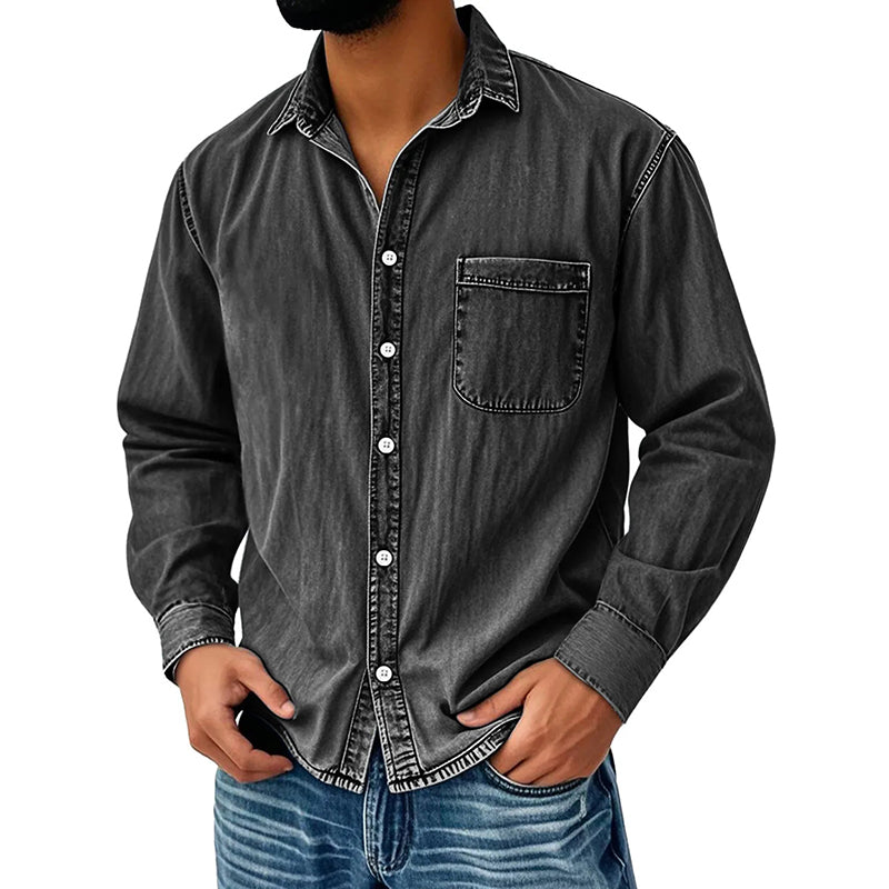 ⏰Last Day Sale 50% Off 🎁 Men's Retro Washed Denim Shirt