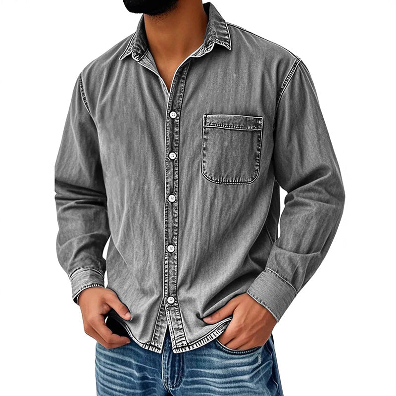 ⏰Last Day Sale 50% Off 🎁 Men's Retro Washed Denim Shirt