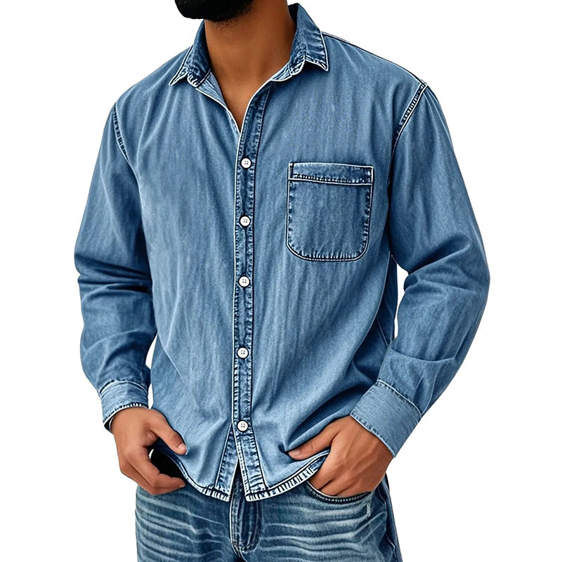⏰Last Day Sale 50% Off 🎁 Men's Retro Washed Denim Shirt