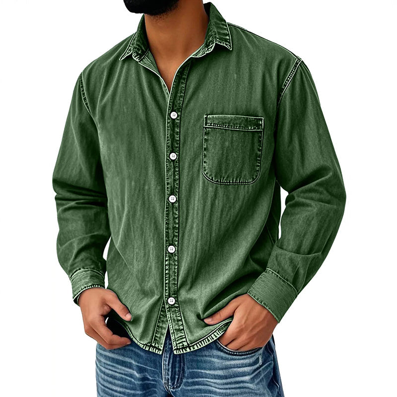 ⏰Last Day Sale 50% Off 🎁 Men's Retro Washed Denim Shirt