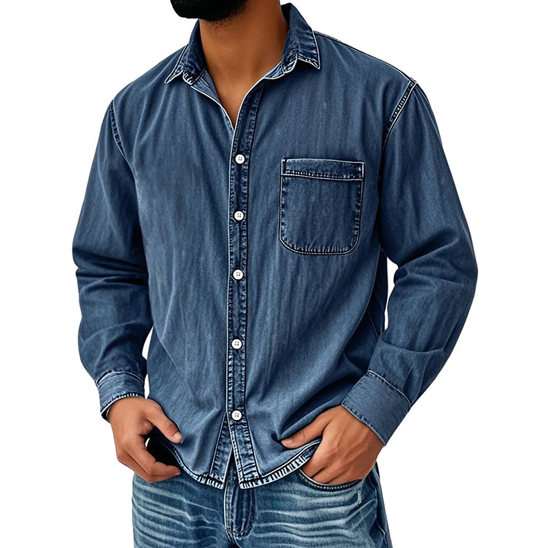 ⏰Last Day Sale 50% Off 🎁 Men's Retro Washed Denim Shirt
