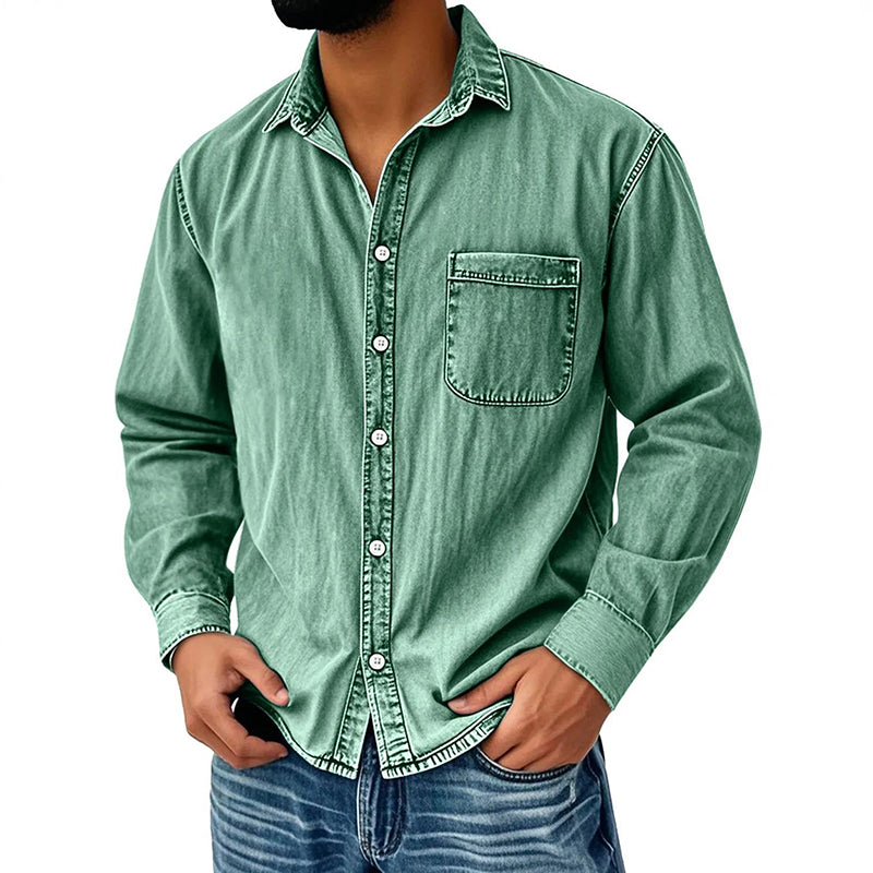 ⏰Last Day Sale 50% Off 🎁 Men's Retro Washed Denim Shirt