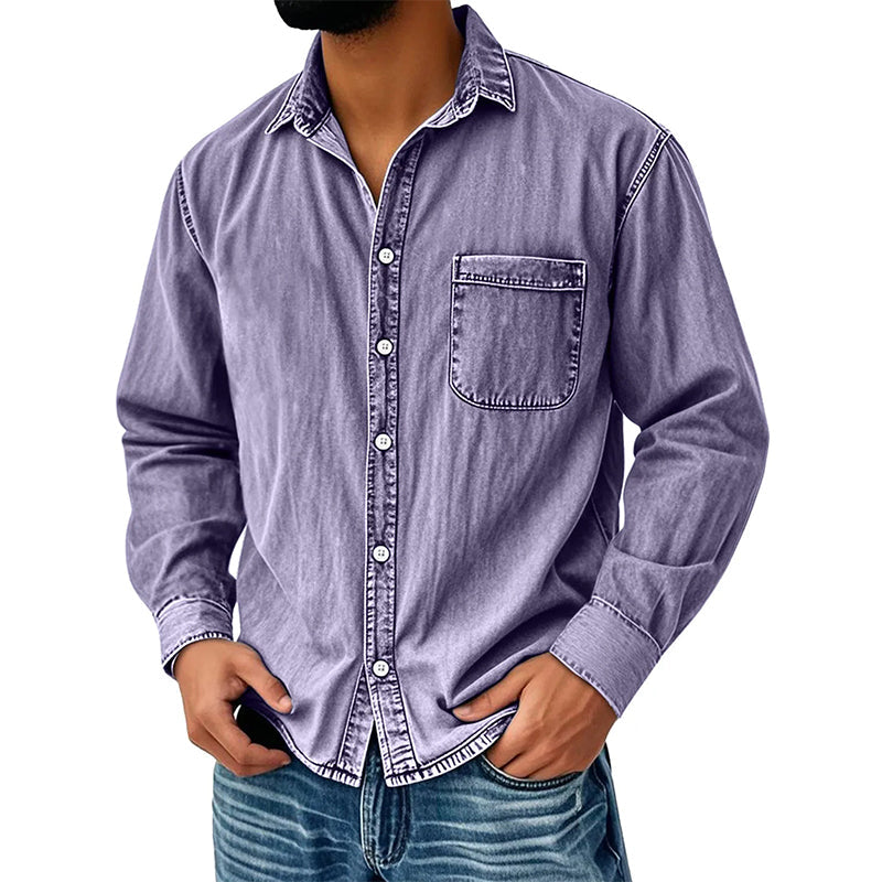 ⏰Last Day Sale 50% Off 🎁 Men's Retro Washed Denim Shirt