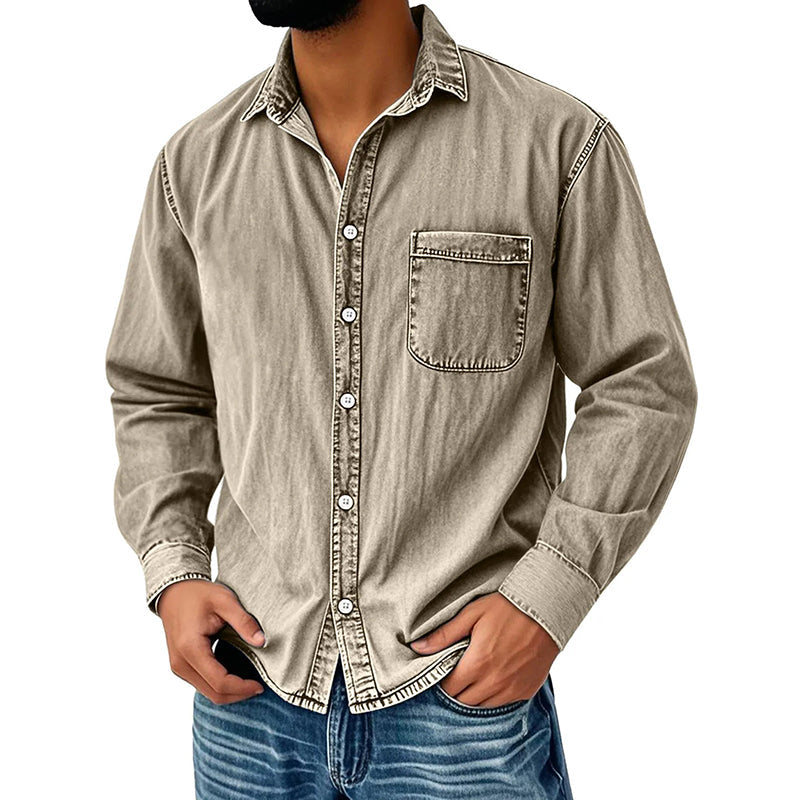 ⏰Last Day Sale 50% Off 🎁 Men's Retro Washed Denim Shirt