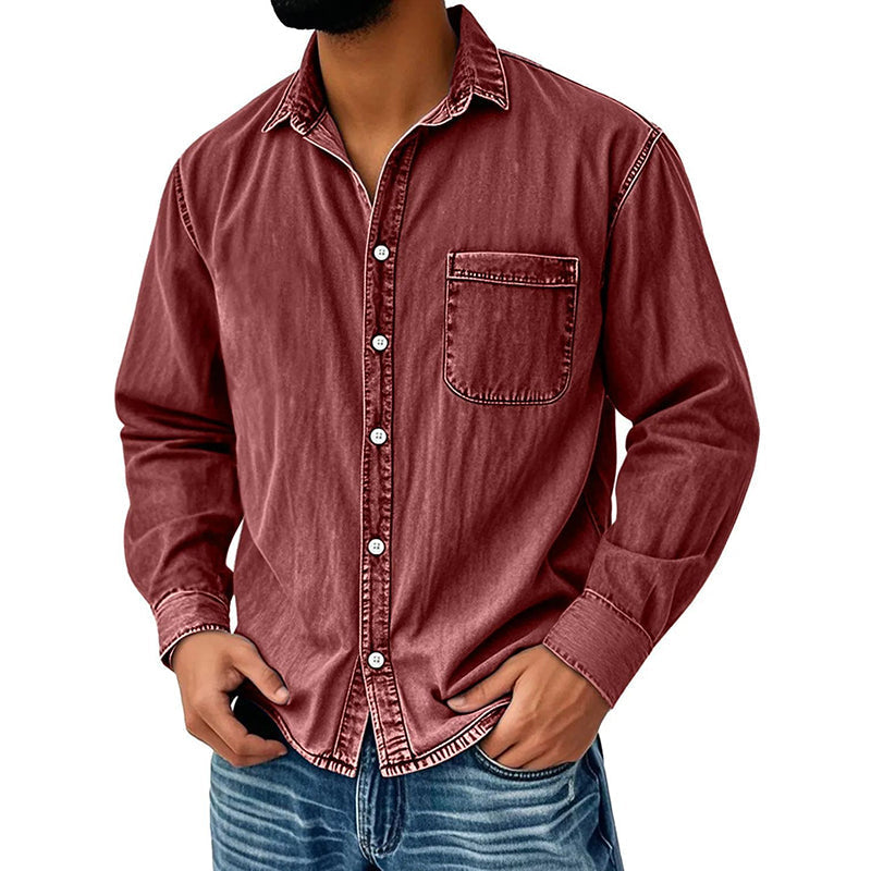 ⏰Last Day Sale 50% Off 🎁 Men's Retro Washed Denim Shirt